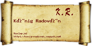 Kőnig Radován névjegykártya